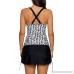 Women's Two Piece Flyaway Deep V Neckline Tankini Skirt Skort 2 PC Swimsuit Set Black B07L9PGL4T